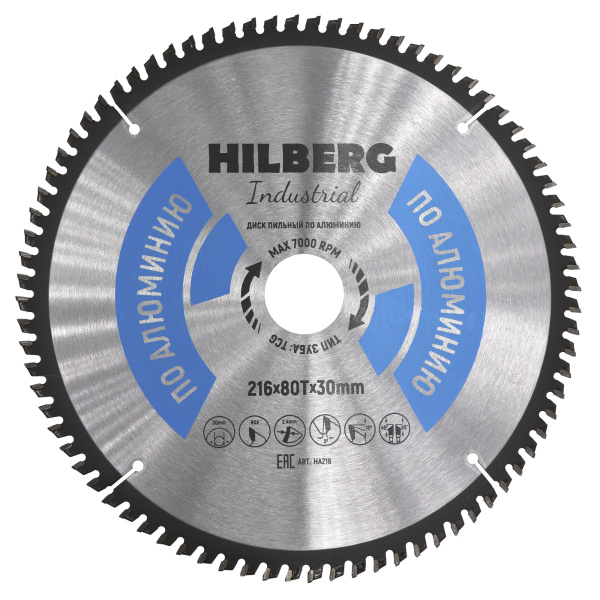 Диск пильный Hilberg Industrial Алюминий 216*30*80Т HA216