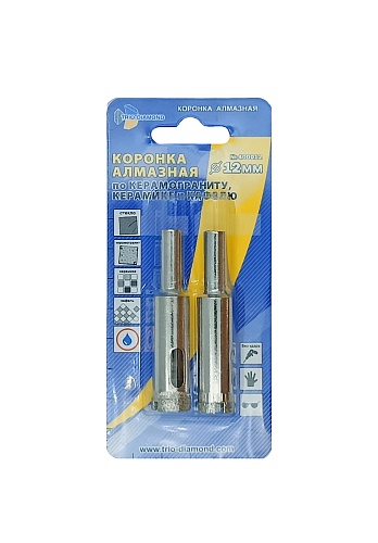 Коронка алмазная по керамике 12,0мм TRIO-DIAMOND, под дрель, 400012