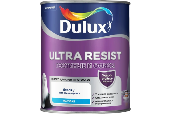 Краска Dulux Ultra Resist Гостиные и офисы BC 0.9 л
