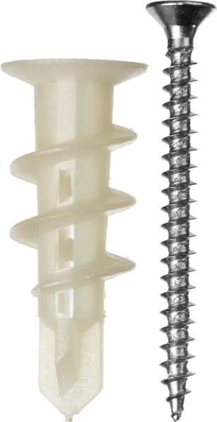Нейлоновый дюбель Зубр МАСТЕР тип Дрива со сверлом, для гипсокартона, с оцинк. саморезом, 33 мм, 4шт