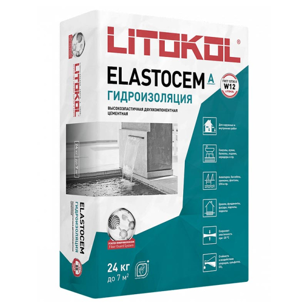 ELASTOCEM (компонент А) Гидроизоляция эластичная LITOKOL 24 кг