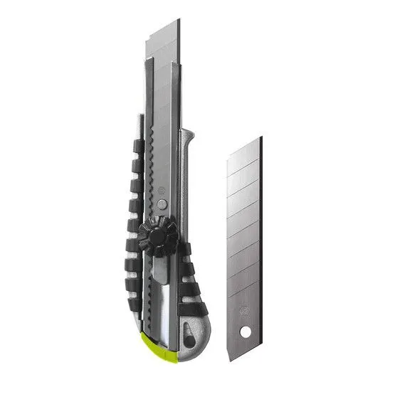 Нож 18мм металлический обрезиненный корпус с комплектом лезвий (10 шт) Armero арт.  A511/183