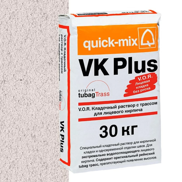 VKplus.A алебастрово-белый, Цветной кладочный раствор для кирпича с водопогл. >10%, quick-mix, 30кг