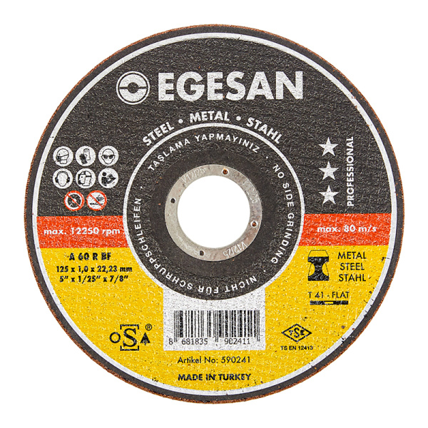 Диск отрезной по металлу 125мм* 1,0 мм* 22,23мм EGESAN STEEL A60 R BF 590241