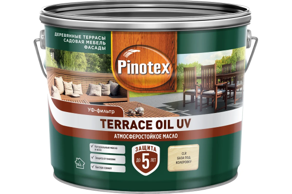 Масло для террас Pinotex Terrace Oil UV CLR 9 л