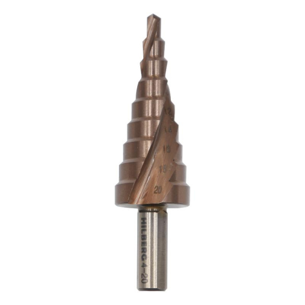 Сверло ступенчатое по металлу 4-12мм (9ступ) Hilberg (Р6М5) HSS-COBALT, ST0412