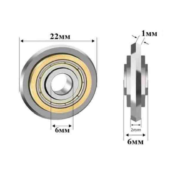 Ролик для плиткореза, 22мм/6мм, DLT EXTREME, 0161