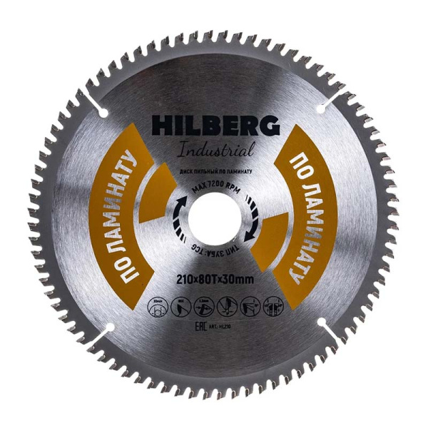 Диск пильный Hilberg Industrial Ламинат 210х30х80Т HL210 Диск пильный Hilberg Industrial Ламинат 210х30х80Т HL210