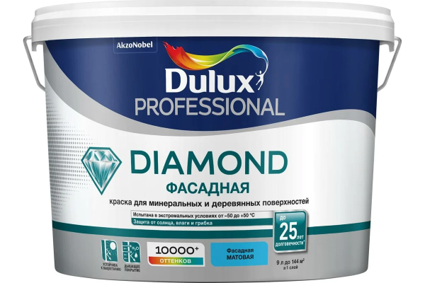 Краска Dulux Professional Diamond Фасадная BW 9 л