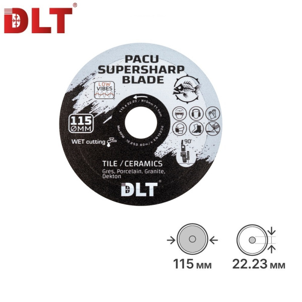 Алмазный диск DLT Pacu (ЗАВОДСКОЙ РЕЗ) 115x1,1мм из черной смолы арт. 5193