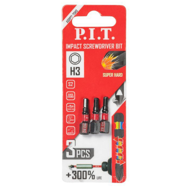 Бита ударная PH3x25мм Super Hard P.I.T. ASDR01-25PH3 уп.3шт.