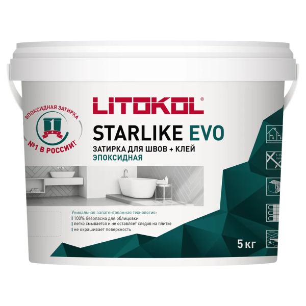 STARLIKE EVO, BIANCO TITANIO S.105 Эпоксидная затирка LITOKOL 5кг