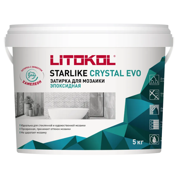 STARLIKE CRYSTAL EVO, AZZURRO TAORMINA S.820 Эпоксидная затирка "хамелеон" LITOKOL 5 кг