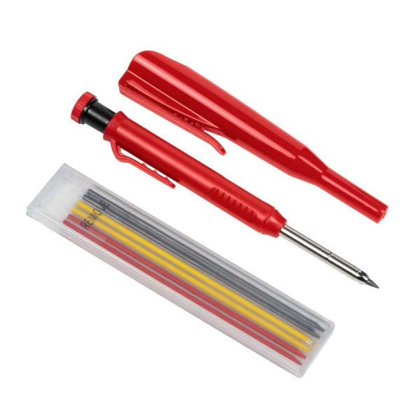 Набор: строительный карандаш DLT + 6 сменных стержней, (КРАСНЫЙ) арт.2430