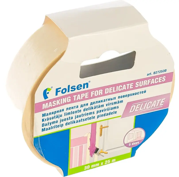 Малярная лента FOLSEN DELICATE (белая 5 дн.) 30мм х 25м арт. 0272530