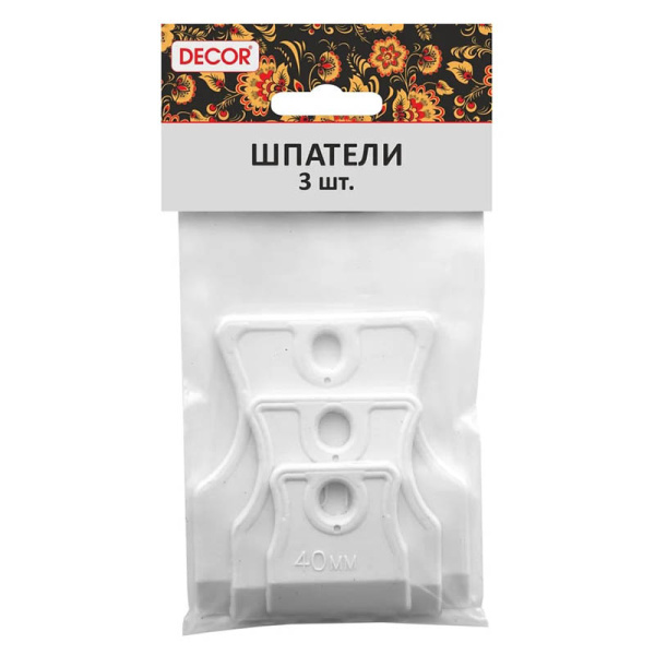 Набор шпателей для затирки швов DECOR White Edition 3 шт: 40 мм, 60 мм, 80 мм, арт.308-0009