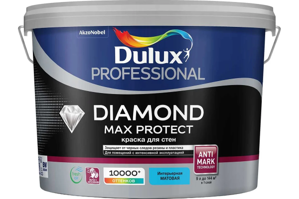 Краска Dulux Professional Diamond Max Protect матовая BW 9 л