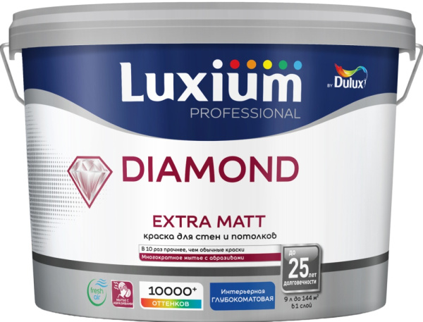 Краска Luxium Professional Diamond Extra Matt глубокоматовая BW 9 л