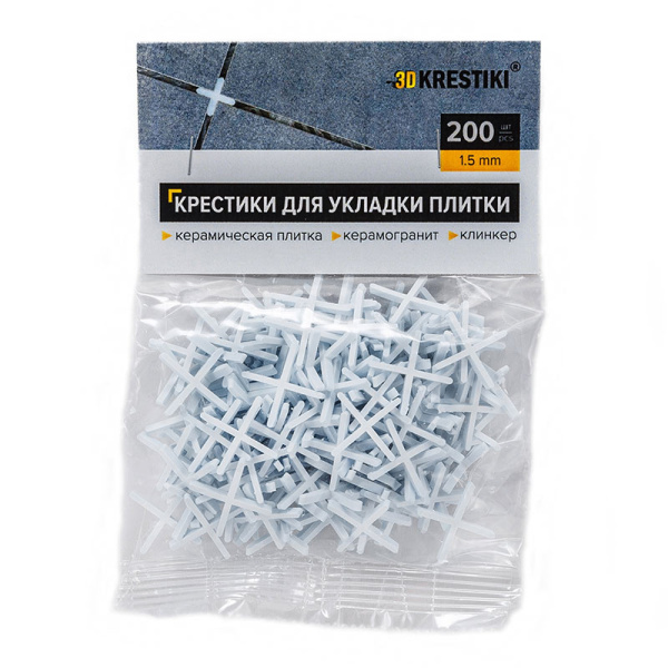 Крестики для плитки 1,5 мм 3D KRESTIKI уп.200шт.