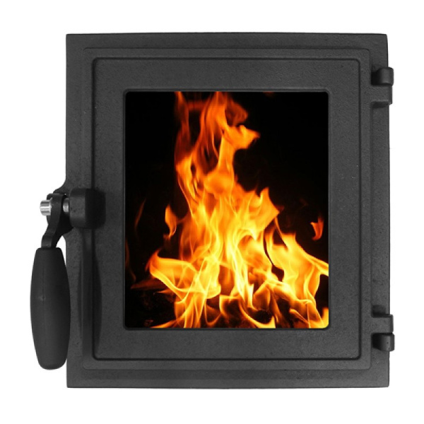 Топочная дверка со стеклом герметичная Литком ДТГ-4КС Карелия, 250х280мм, черный Топочная дверка со стеклом герметичная Литком ДТГ-4КС Карелия, 250х280мм, черный