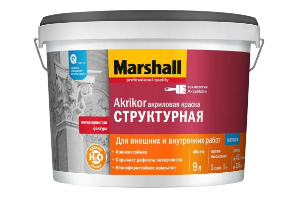 Краска Marshall AKRIKOR структурная BW 9 л
