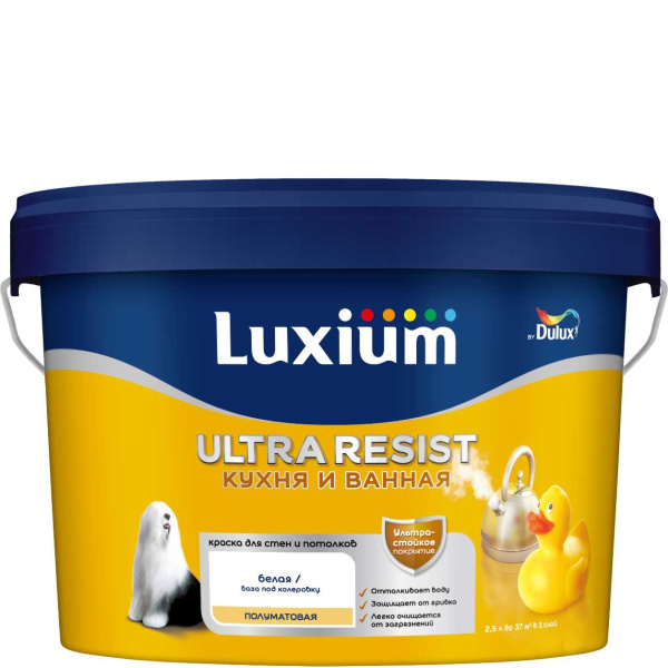 Краска Dulux Ultra Resist Кухня и ванная п/мат BW 1 л