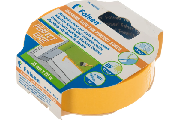Малярная лента FOLSEN PERFECT EDGE (золотая 5 мес.) 25мм х 25м арт. 0282525