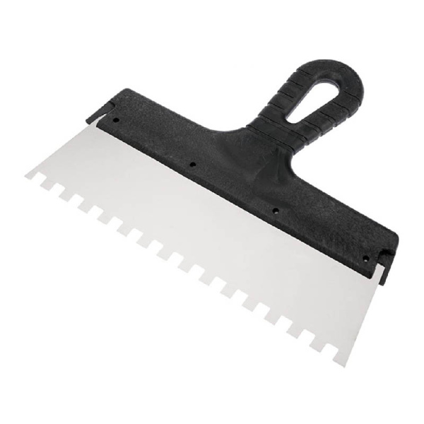 Шпатель с черной ручкой нерж.сталь 250 мм, зуб 8х8 мм, DECOR арт.