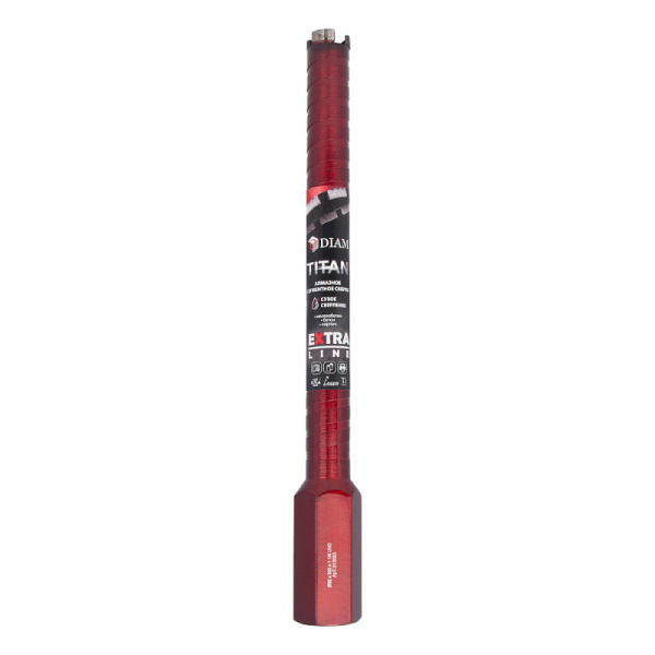 Коронка алмазная по железобетону 32мм/300мм 1_1/4unc DIAM EXTRA LINE TITAN 313020 сухое бурение Коронка алмазная по железобетону 32мм/300мм 1_1/4unc DIAM EXTRA LINE TITAN 313020 сухое бурение