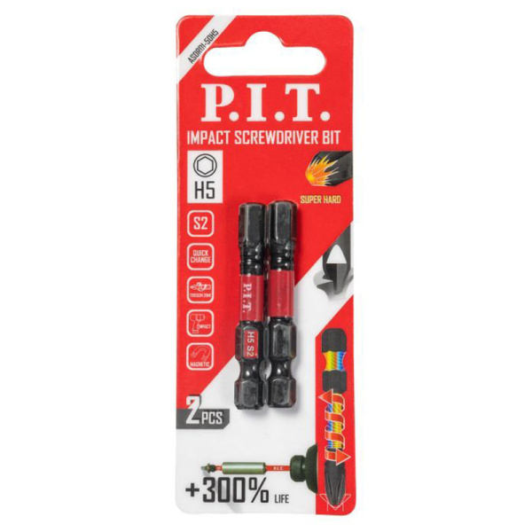 Бита ударная H5x50мм Super Hard P.I.T. ASDR01-50H5 уп.2шт.