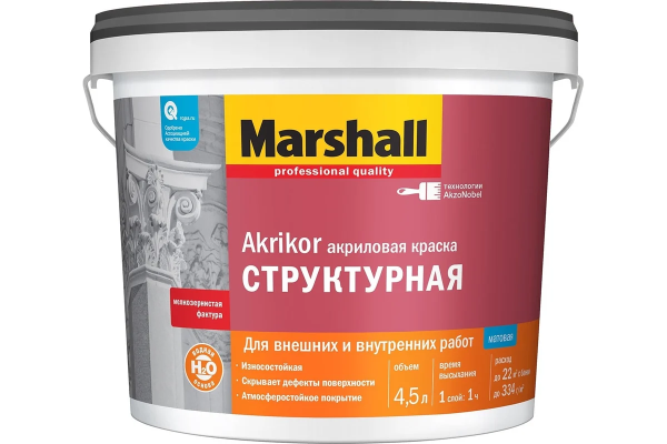 Краска Marshall AKRIKOR структурная BW 4.5 л