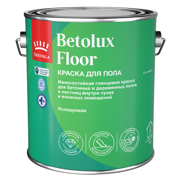 Краска для полов Tikkivala BETOLUX FLOOR A гл 2,7л