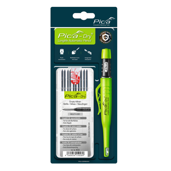 Карандаш строительный PICA-Dry и графитовые грифели 10шт.