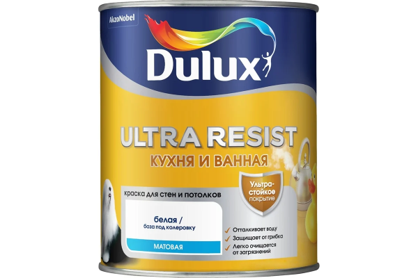 Краска Dulux Ultra Resist Кухня и ванная матовая BC 0.9 л