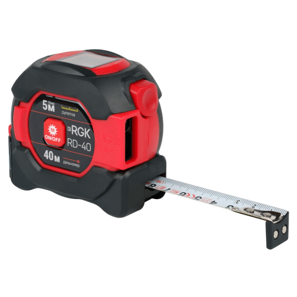 Лазерный дальномер с рулеткой 40м/5м RGK RD40, 774871