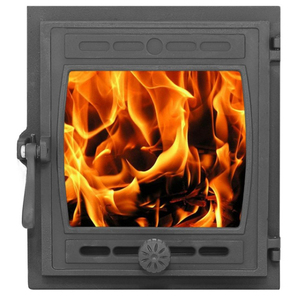 Топочная дверка со стеклом герметичная Литком ДТГ-8С Кижи, 290х325х35мм, черная Топочная дверка со стеклом герметичная Литком ДТГ-8С Кижи, 290х325х35мм, черная