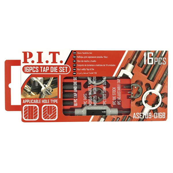 Набор для нарезания резьбы P.I.T. 16 предметов, ASET09-016B Набор для нарезания резьбы P.I.T. 16 предметов, ASET09-016B