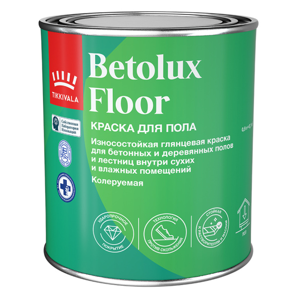 Краска для полов Tikkivala BETOLUX FLOOR A гл 0,9л