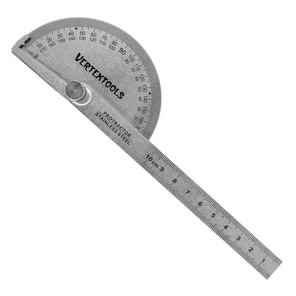 Транспортир с линейкой vertextools 90x150мм арт.3040-90-150