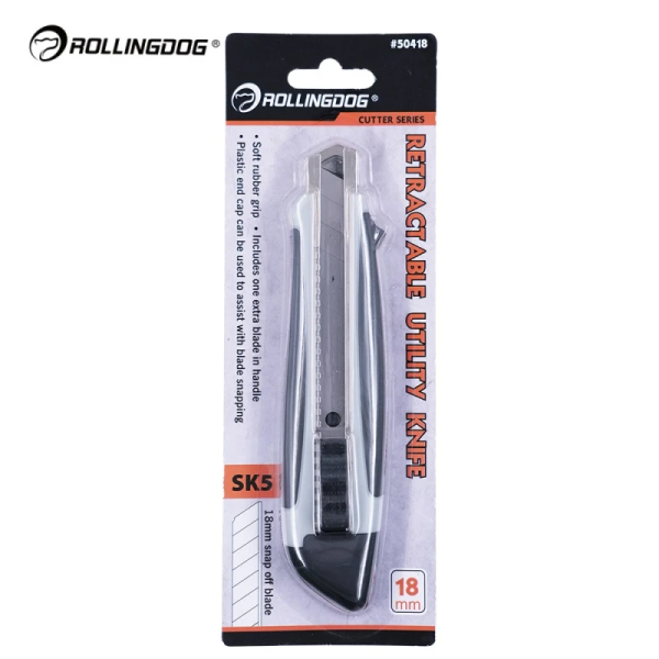 Нож строительный Rollingdog, лезвие 18 мм, арт. 50418