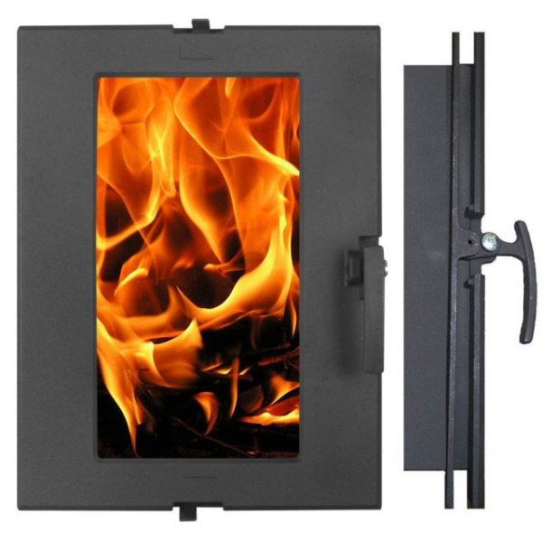 Топочная дверка со стеклом герметичная Литком ДТГ-5БС Сельга-2, 250х350х36мм, черная Топочная дверка со стеклом герметичная Литком ДТГ-5БС Сельга-2, 250х350х36мм, черная