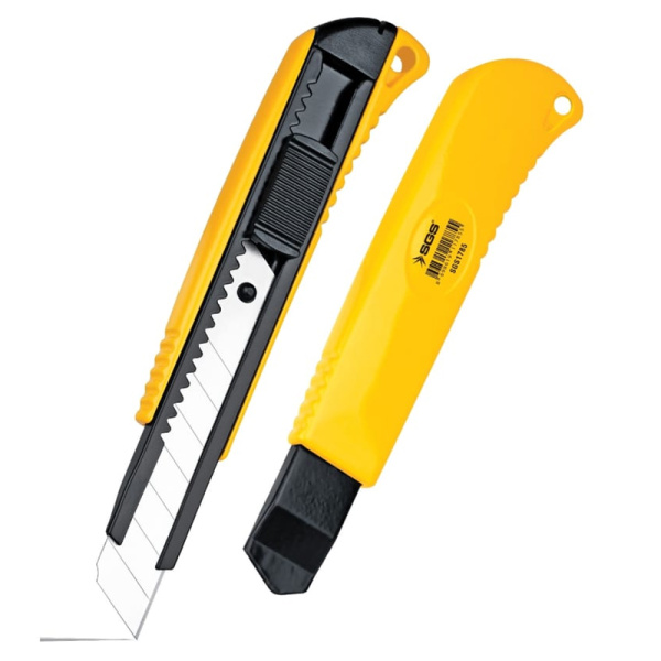 Нож сегментный 18мм, алюминиевый усиленный корпус, лезвие 0,5 мм, SGS 1785SGS