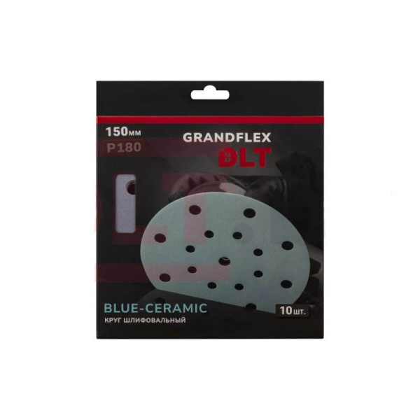 Круг шлифовальный DLT GrandFlex BLUE-CERAMIC, P180, 150мм, 10шт, (на бумаге, керамика и оксид алюминия) арт.3030