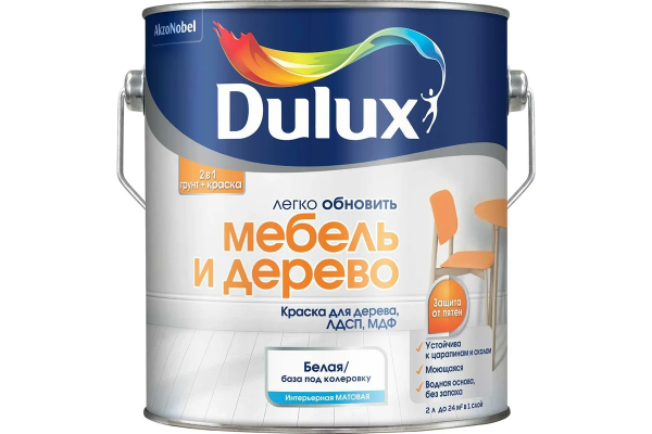 Краска Dulux Мебель и дерево BW 2 л Краска Dulux Мебель и дерево BW 2 л