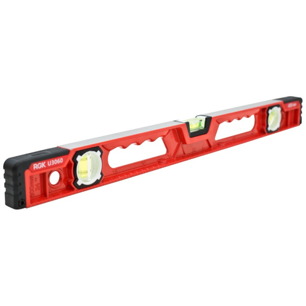 Уровень пузырьковый с ударными вкладками 600мм, 3 глазка, U3060 RGK, 4610011873768
