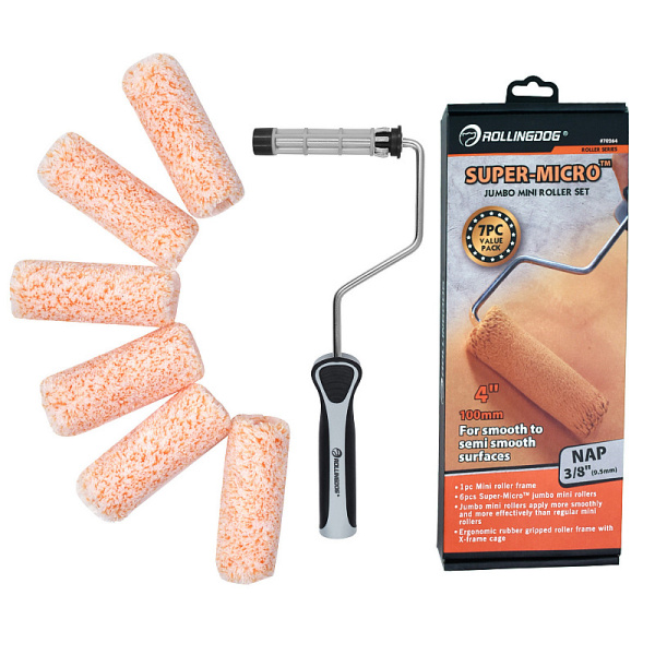 Набор валиков с бюгелем Rollingdog SUPER-MICRO 100мм, ворс 9.5мм, микрофибра, арт.70264