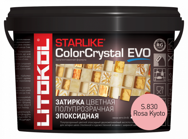 STARLIKE COLOR CRYSTAL EVO, ROSA KYOTO S.830 Эпоксидная затирка LITOKOL 2,5кг STARLIKE COLOR CRYSTAL EVO, ROSA KYOTO S.830 Эпоксидная затирка LITOKOL 2,5кг