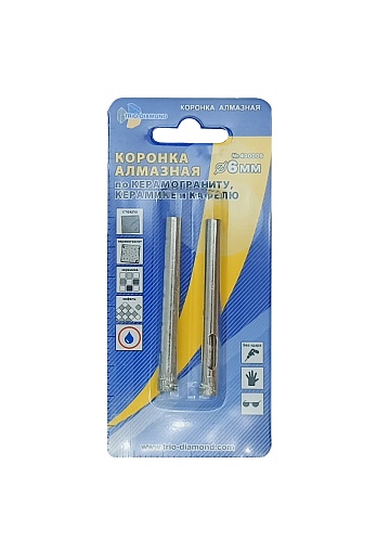 Коронка алмазная по керамике 6,0 мм TRIO-DIAMOND, под дрель, 400006