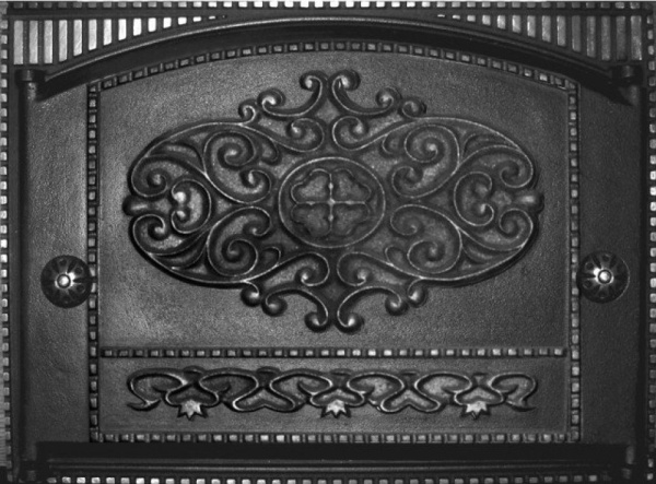 Дверка каминная с рисунком не уплотненная Литком ДК-2, Евгений, 375х300х40мм, черная