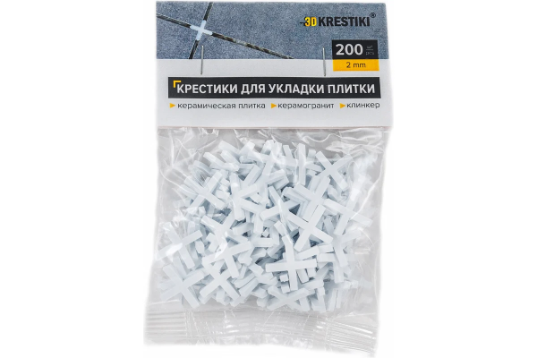Крестики для плитки 2,0 мм 3D KRESTIKI уп.200шт.